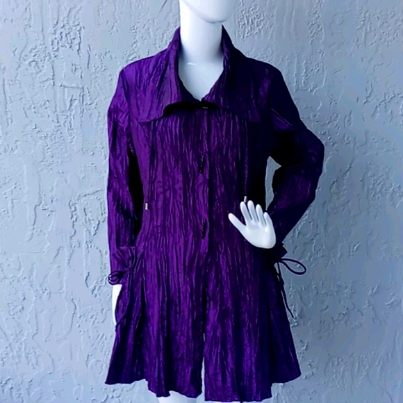 IC Collection Ladies Luxury Crinkle Design Jacket - Picture 1 of 17